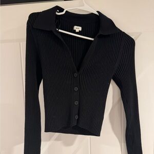 Aerie Black Ribbed Knit Top